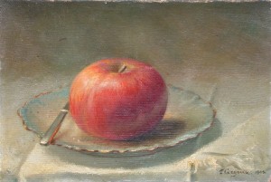 Apple Still Life with Knife